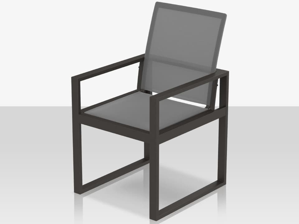 Iconic Aluminum Twitchell Sling Highback Dining Arm Chair