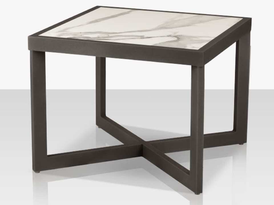 Iconic 26-Inch Square Porcelain Top Side Table