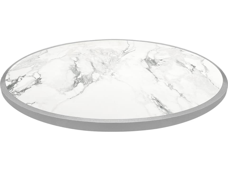 Iconic Round Porcelain Dining Table Top with Aluminum Rim