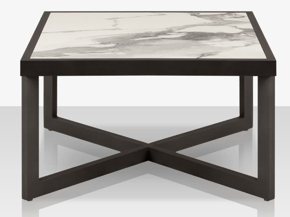 Iconic Aluminum Square Coffee Table with Porcelain Top