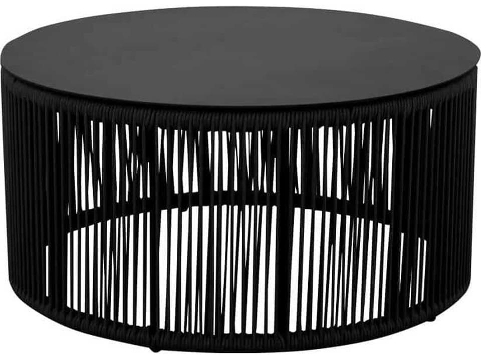 Skye 36-Inch Round Aluminum Coffee Table with Durarope Detail