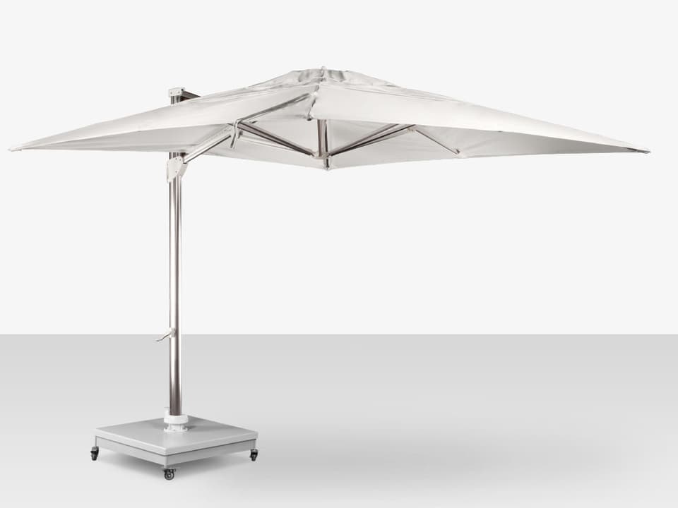 Decoscape The Grand Cantilever Aluminum Mirror Anodized 10 Foot Square Umbrella with Grey Base