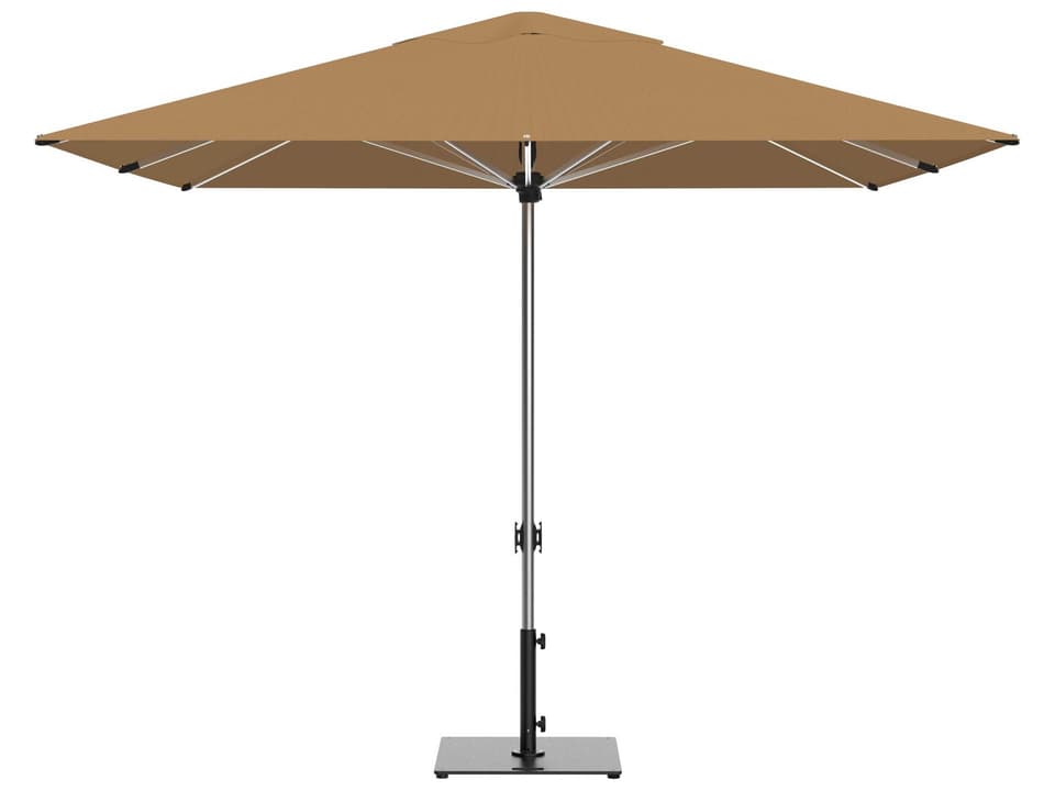 Oasis 10 Foot Square Market Umbrella with Silver Anodized Frame and Solution-Dyed Canopy