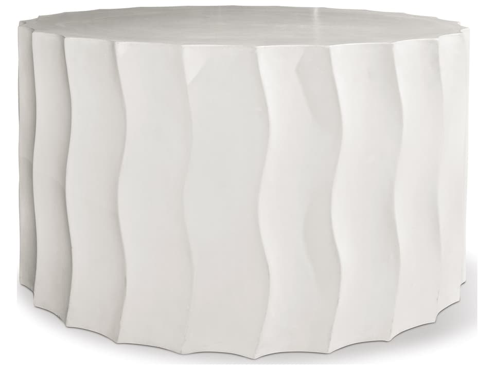 Perpetual Wave Wide Concrete Accent Table in Ivory White