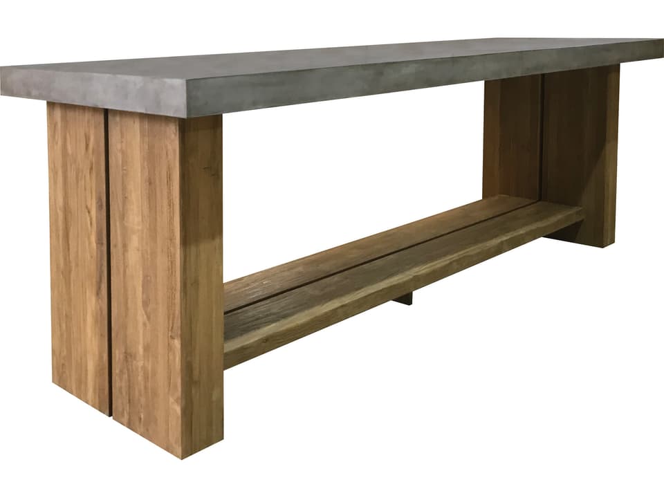 Perpetual Mykonos Reclaimed Teak Bar Table with Slate Gray Concrete Top