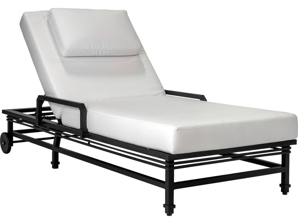 Eterna Chaise Lounge in Black Sand Matte Aluminum with Quick Dry Foam Cushions