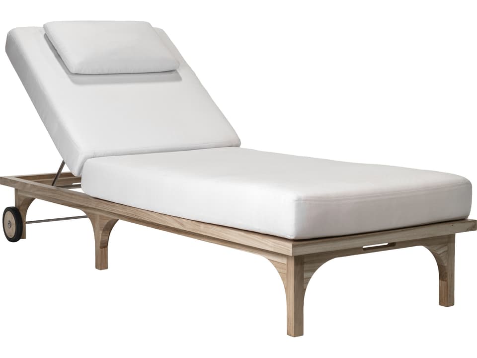 Serenique Sun Bleached Teak Fabric Cushion Chaise Lounge