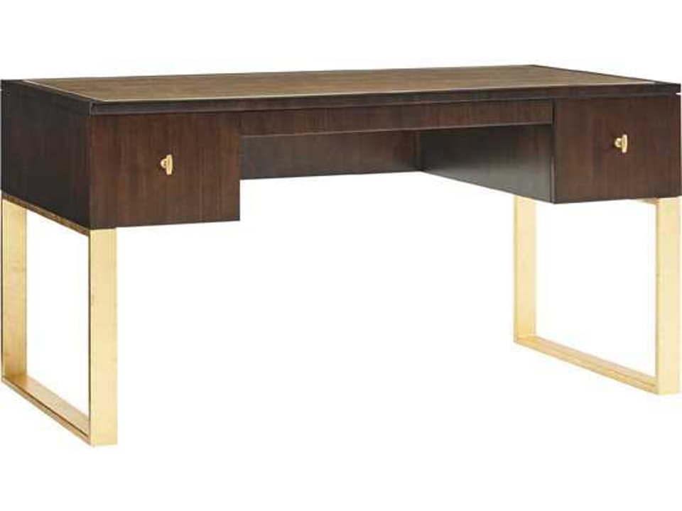 Bel Aire Melrose Writing Desk in Walnut with Gold Accents