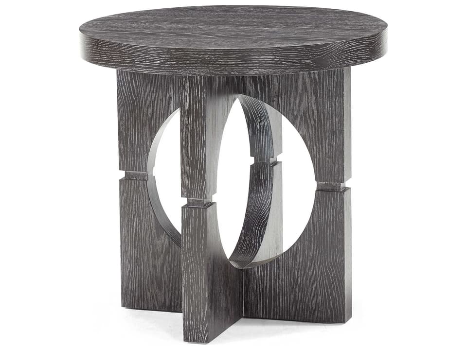 Flint Round Lamp Table Modern Loft Wood