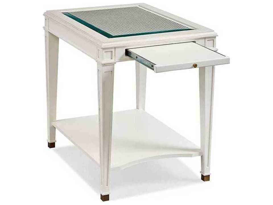 Palm Beach End Table with Cane and Glass Top