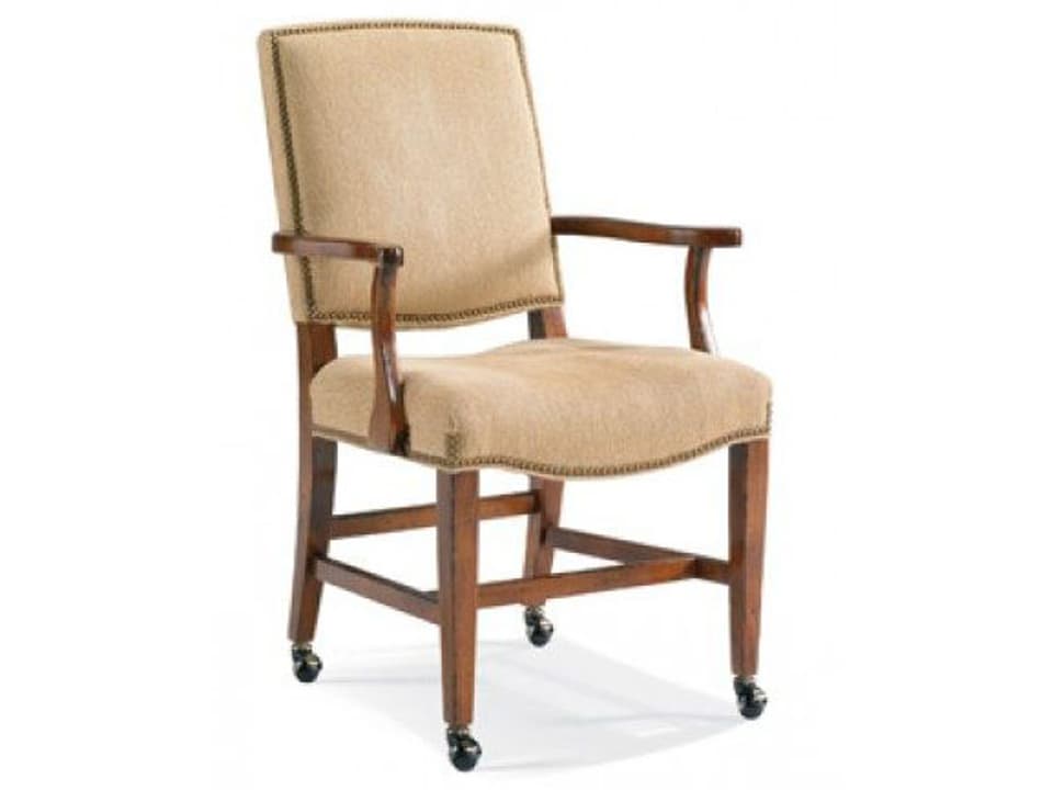 Upholstered Wood Arm Dining Chair with Casters