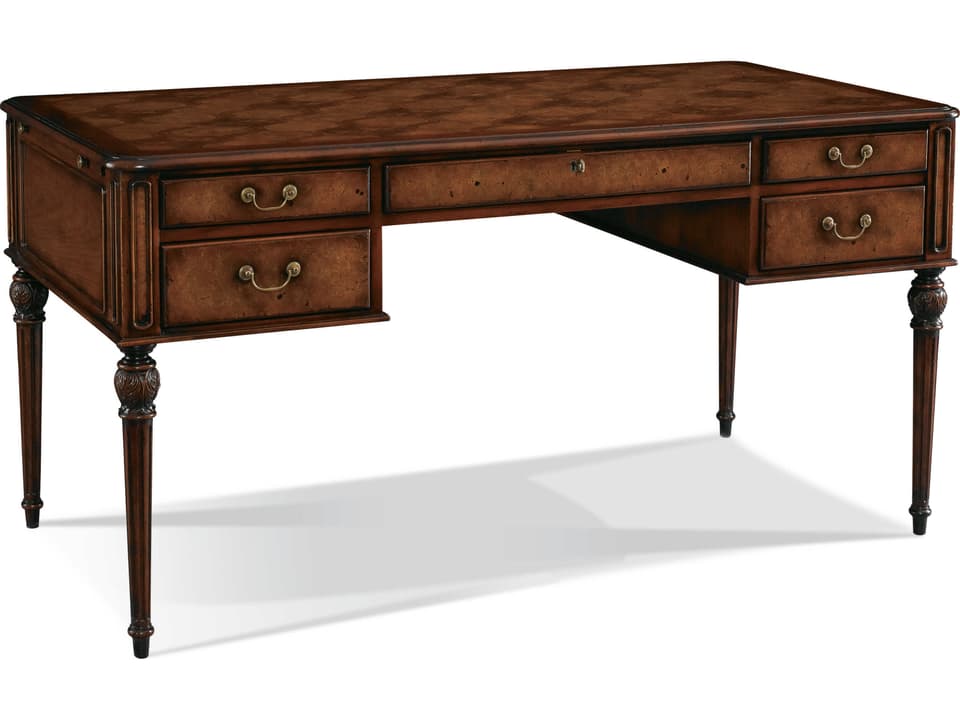 Masterpiece Writing Desk Walnut Burl with Drawers and Pull-Out Trays