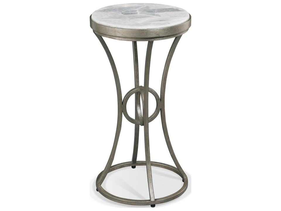 Eclipse Collection Round Spot Table with Onyx Top and Aged Platinum Base
