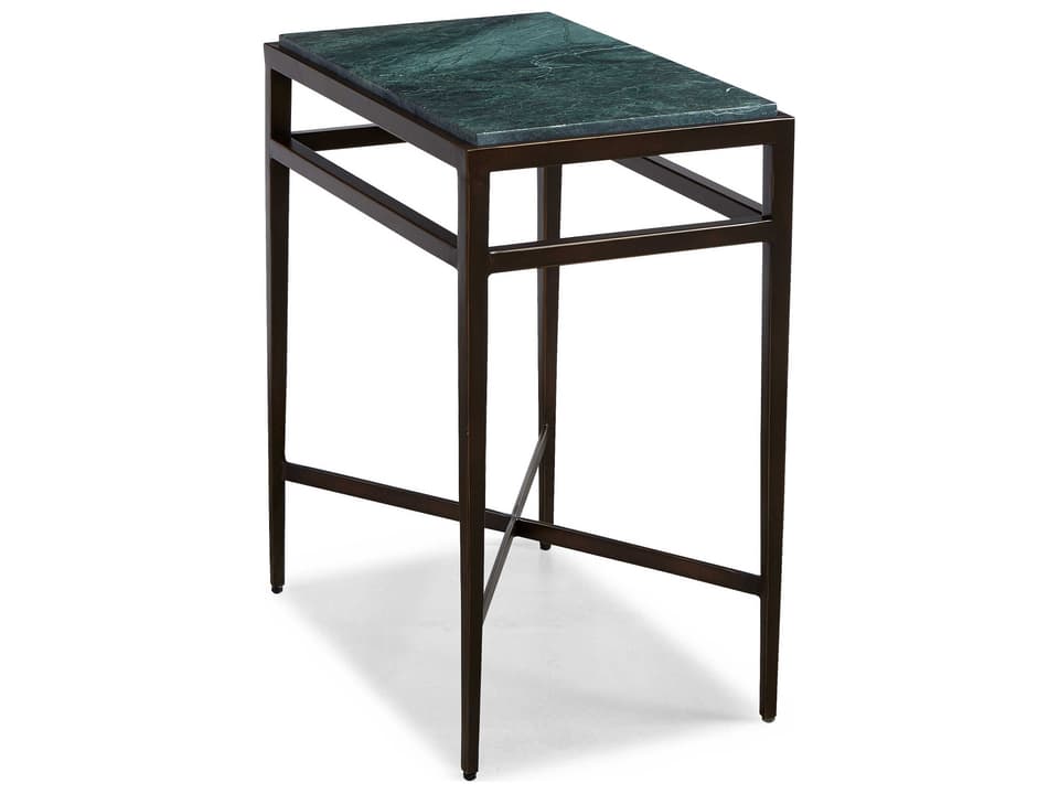 Francisco Accent Table with Tikal Green Marble Top and Aged Bronze Base