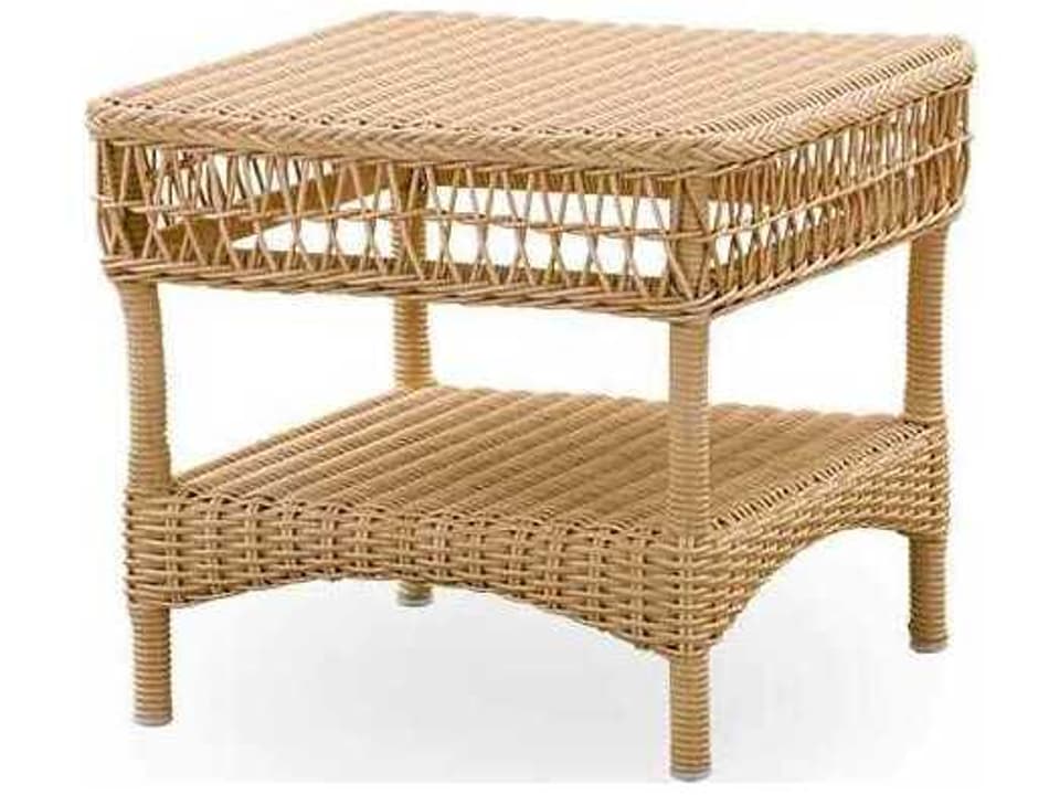 Georgia Garden Aluminum Rattan Natural Sussy Square Outdoor Patio End Table