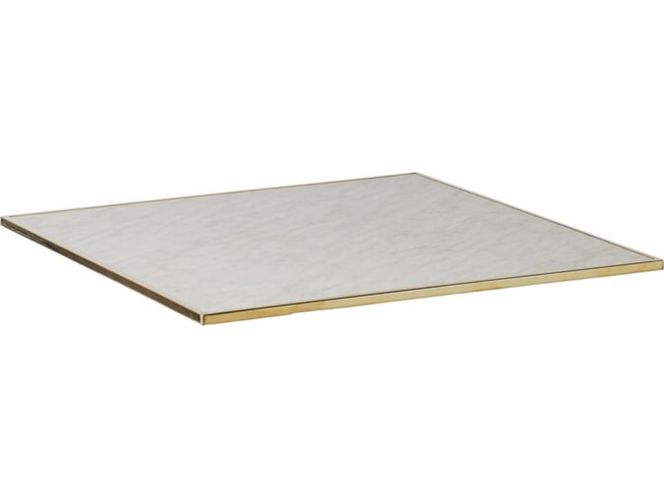 Alu Affaire Brass Strapping Slim Genoa Square Faux Marble Laminate French Cafe Table Top