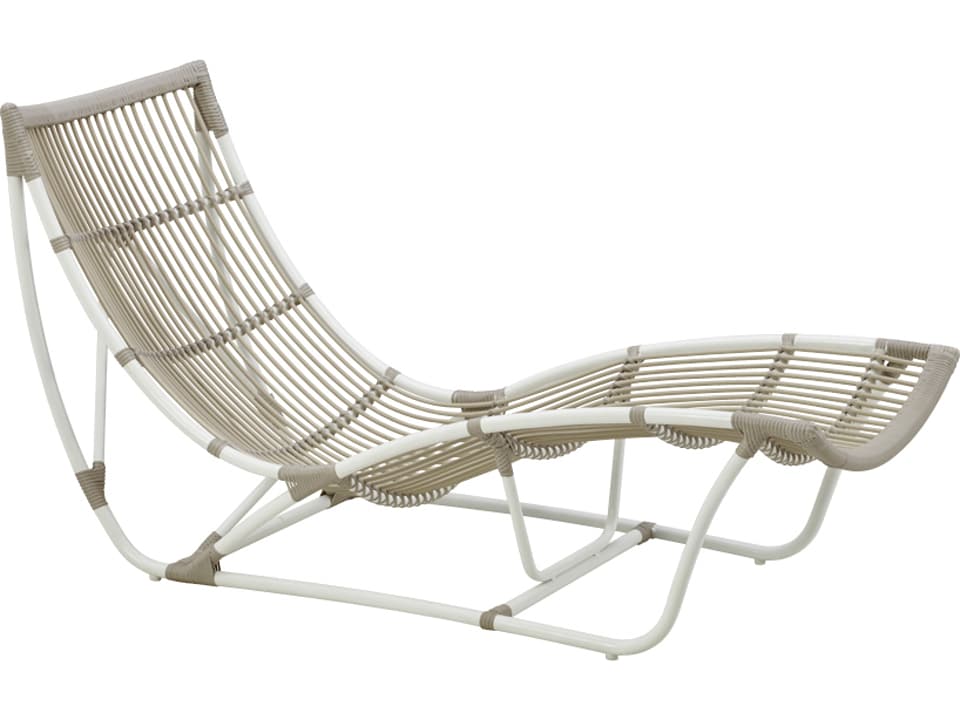 Exterior Rattan Wicker Dove White Michelangelo Outdoor Chaise Lounge