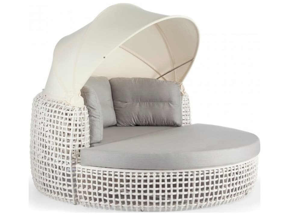 Dynasty Outdoor Daybed with Retractable Canopy in Hand-Woven Synthetic Fibers