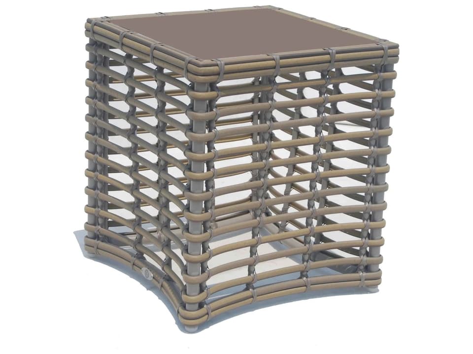 Ruby Square End Table with Glass Top and Kubu Mushroom Weave
