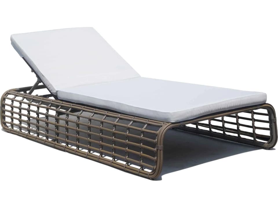 Ruby Outdoor Chaise Lounger in Kubu Mushroom with Sunbrella Cushion