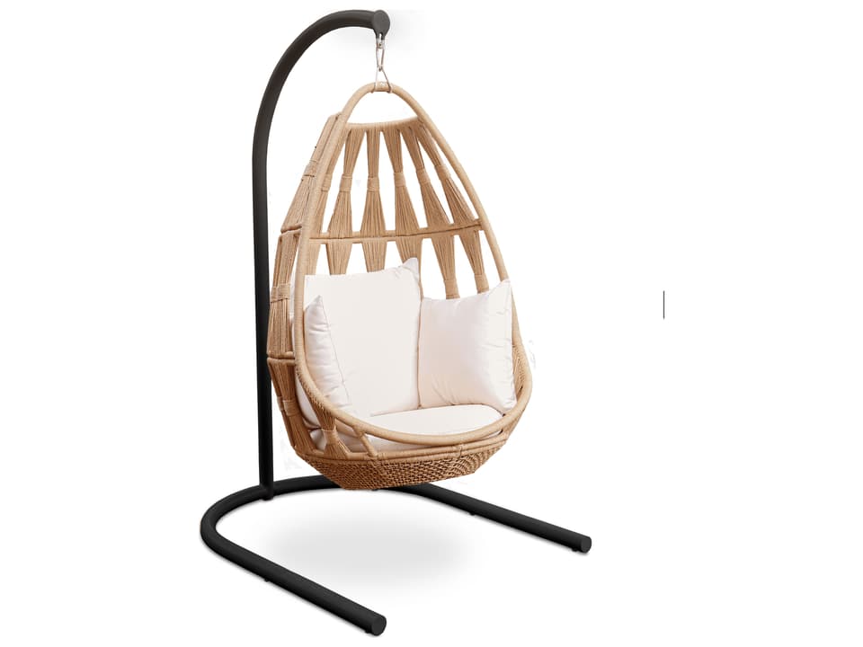 Krabi Hanging Chair Outdoor All Weather with Aluminum Frame and Rami Natural Rope