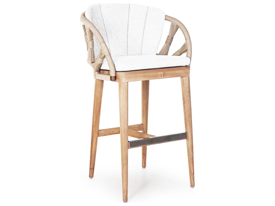 Krabi Outdoor Barstool with Sunbrella Cushion and Teak Accents
