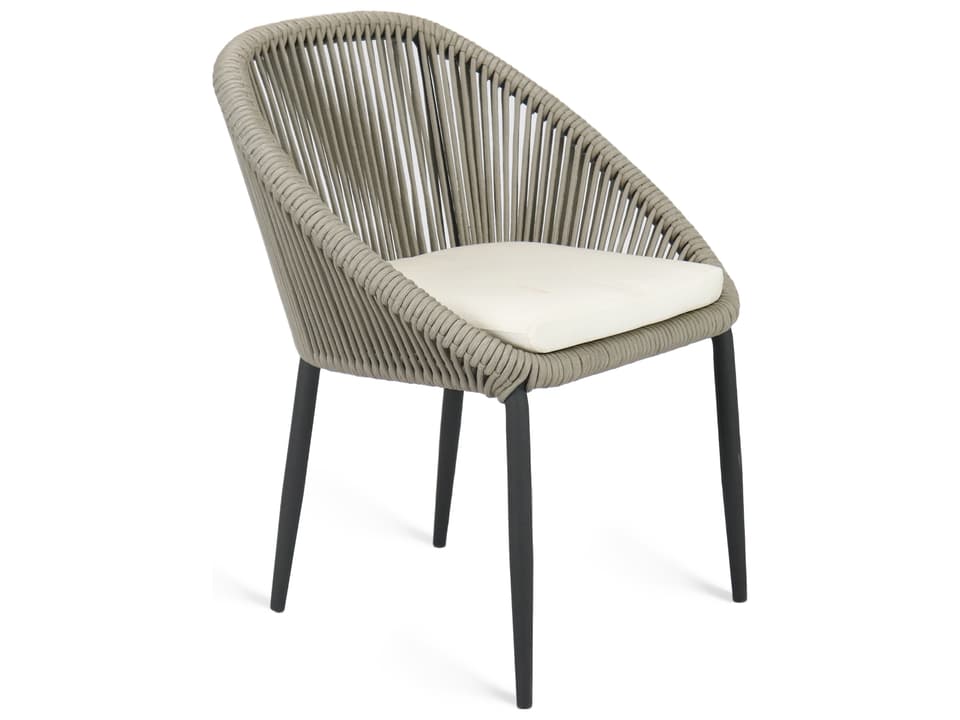 Rodona Dining Armchair with Polyrope Weave in Carbon Matte