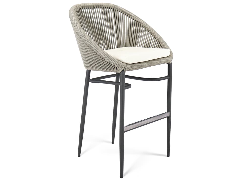 Rodona Stackable Outdoor Barstool in Powder-Coated Aluminum and Rope