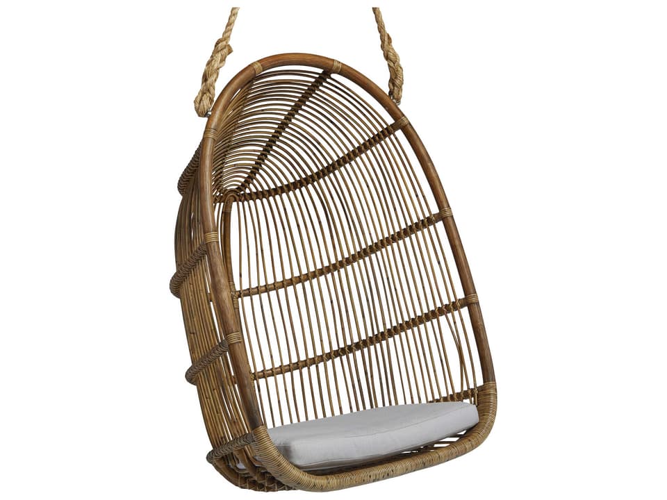 Sika Design Renoir Rattan Hanging Swing Chair with White Canvas Cushion