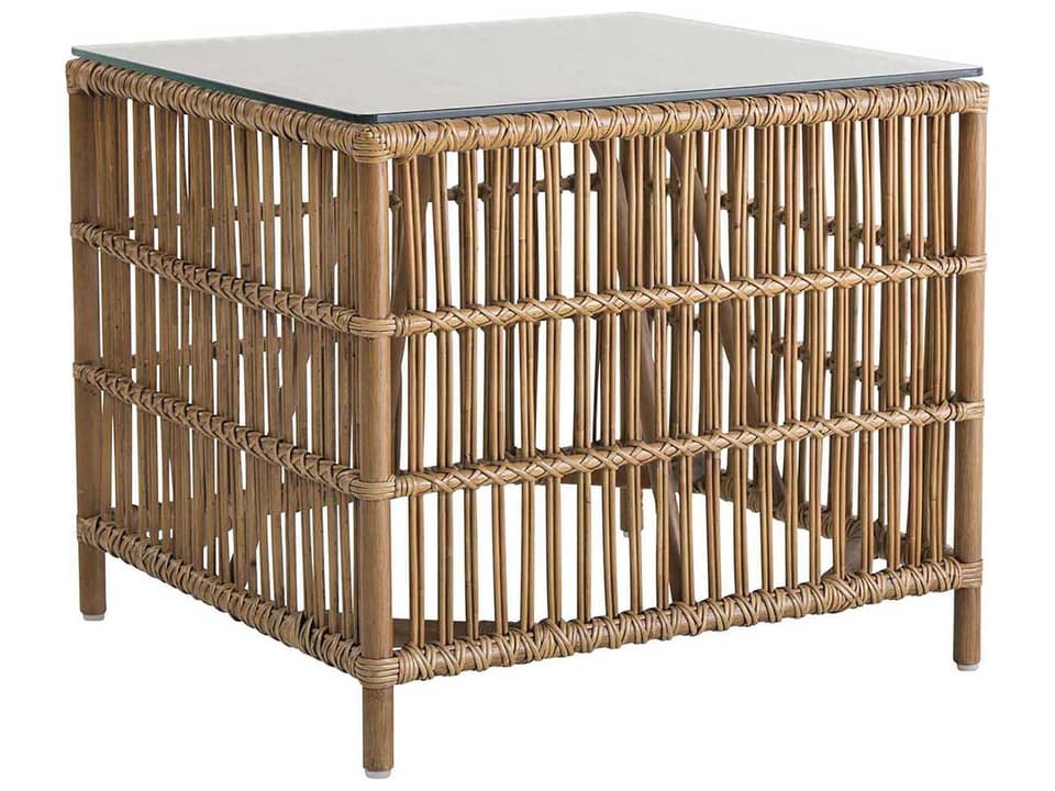 Design Originals Donatello Square End Table with Glass Top in Antique