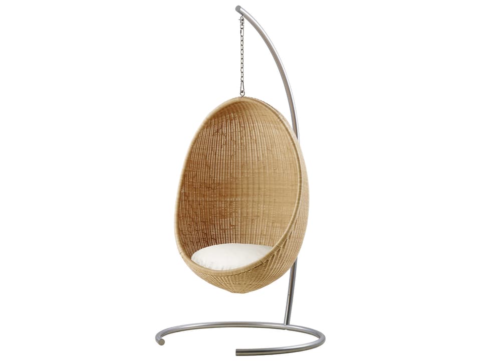 Sika Design Icons Nanna Ditzel Hanging Egg Chair in Natural Rattan with Sailcloth Seagull Cushion