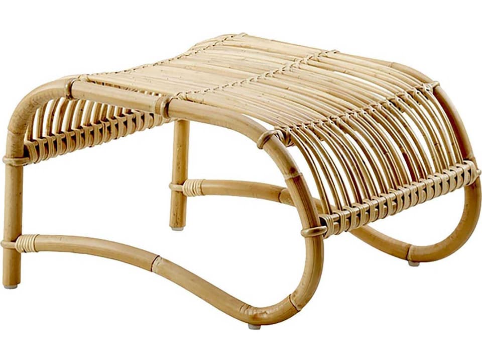 Sika-Design Icons Teddy Rattan Footstool in Natural Finish
