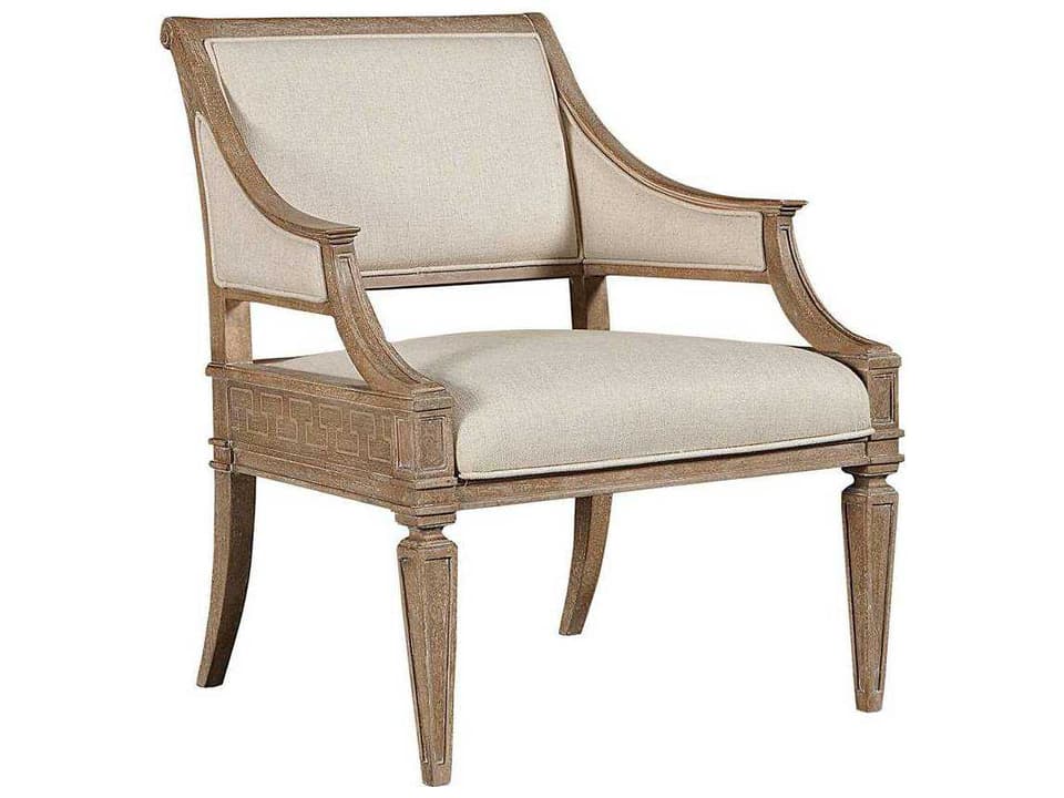 Wethersfield Estate Upholstered Accent Chair in Fawn Fabric and Brimfield Oak