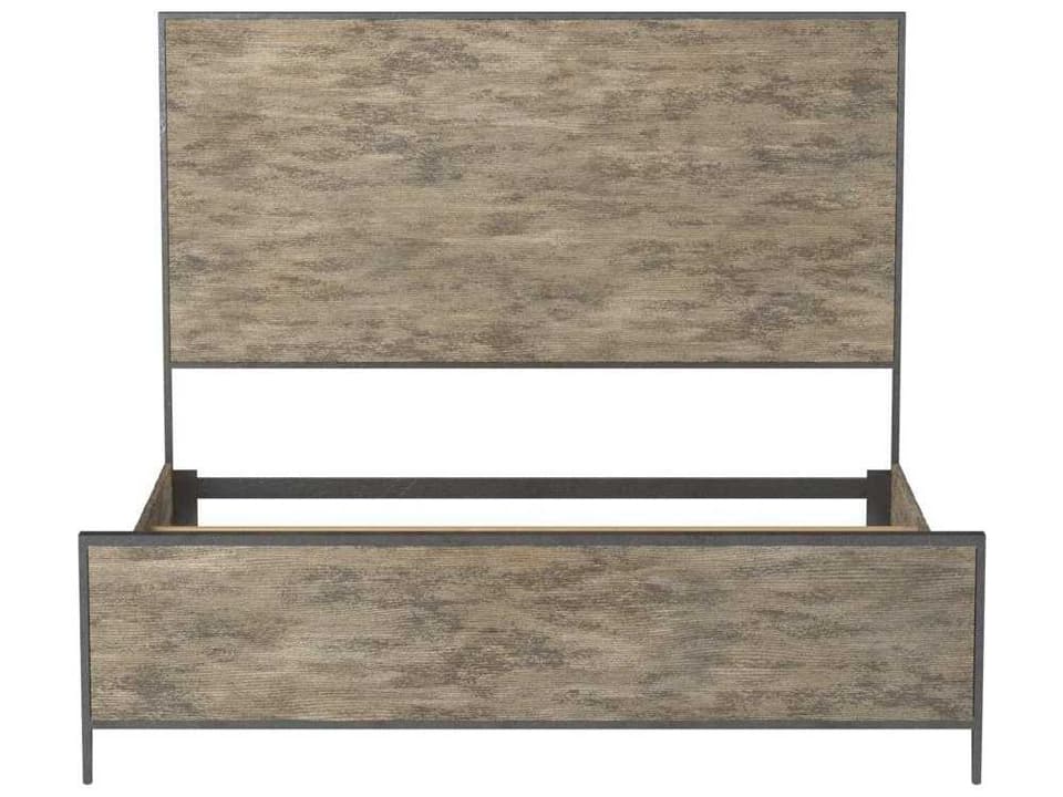 Cameron California King Panel Bed in Raw Silk and Hammered Pewter