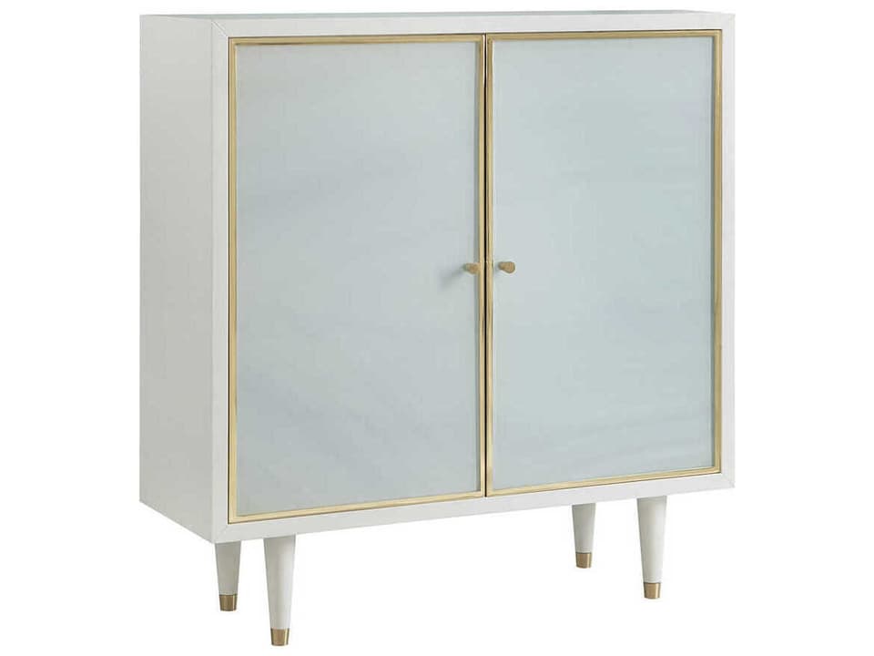 Seaglass Two-Door Accent Cabinet with Brass Accents