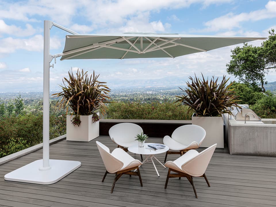 Polaris 13-Foot Square Outdoor Cantilever Umbrella with Integrated LED Lighting