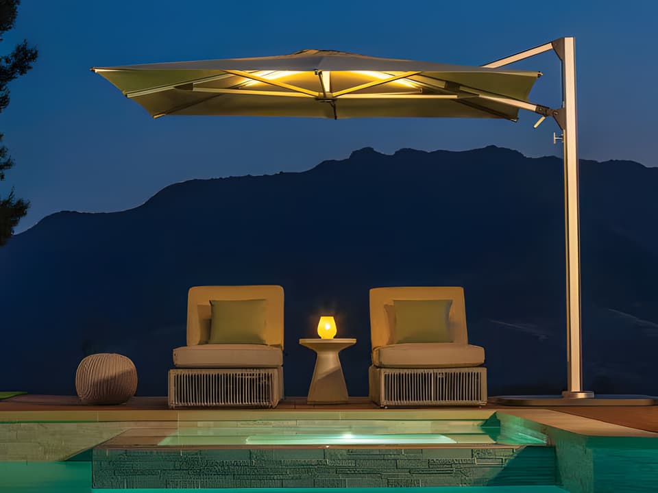 Solaris LX 10 Foot Square Cantilever Umbrella with Integrated Lighting