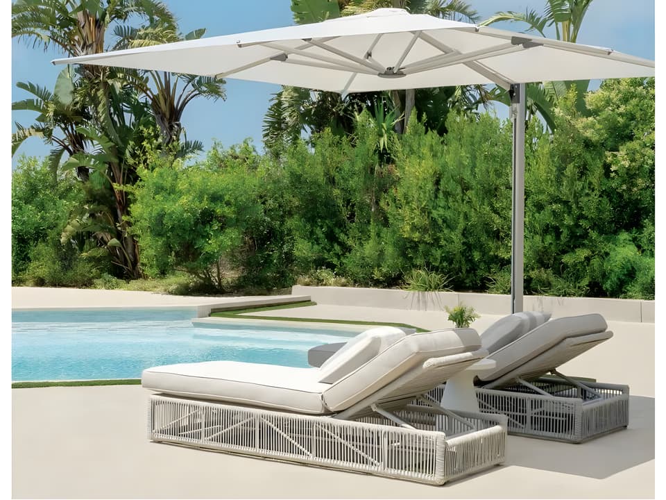 Taurus 10 Foot Square Cantilever Patio Umbrella with Gas Piston Lift and Aluminum Frame