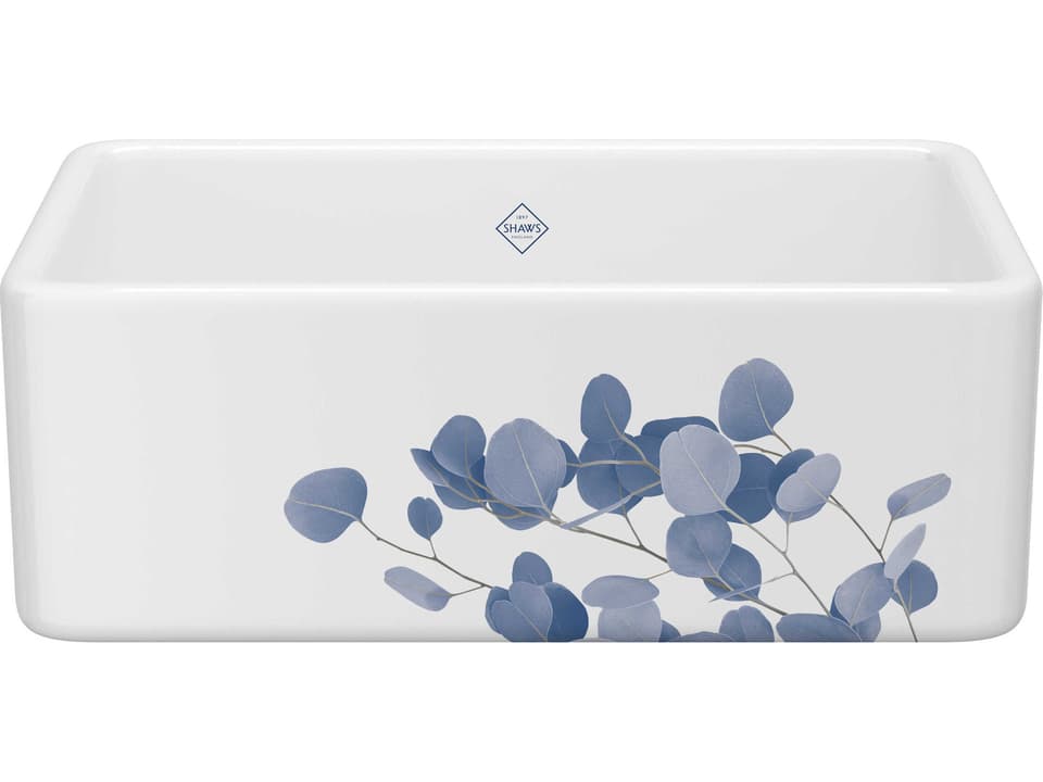 Shaker 30-Inch Single Bowl Farmhouse Fireclay Kitchen Sink in Eucalyptus Blue Silver