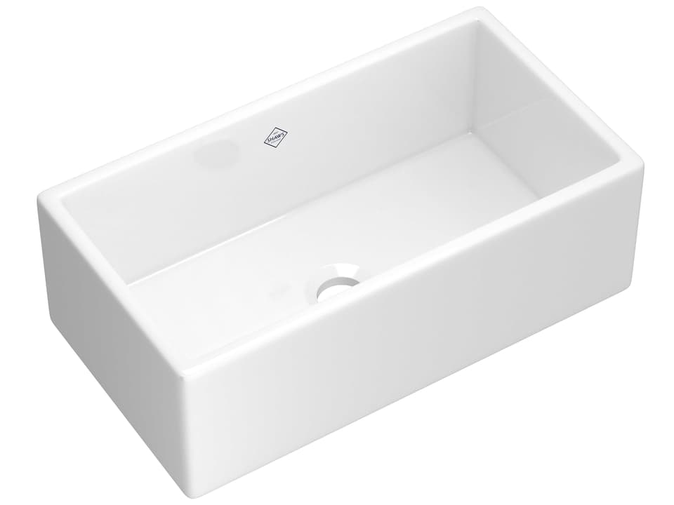 Shaker 33-Inch Single Bowl Farmhouse Fireclay Kitchen Sink in White