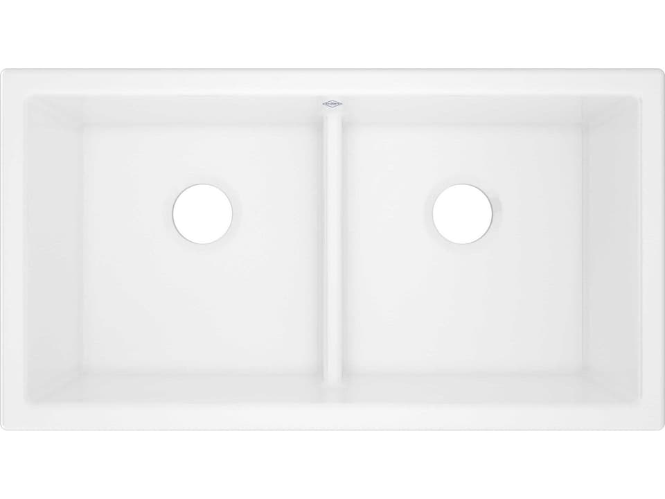 Shaker 33-Inch Double Bowl Undermount Fireclay Kitchen Sink in White
