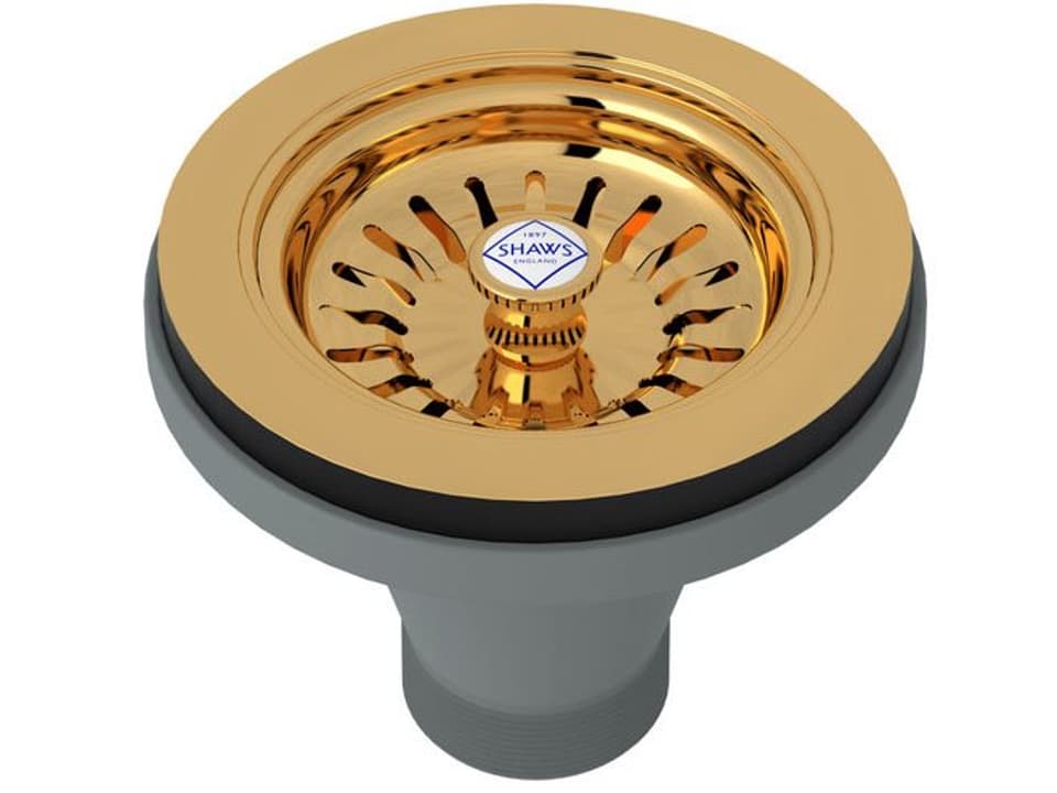 Italian Brass Manual Basket Strainer with White Porcelain Pull Knob