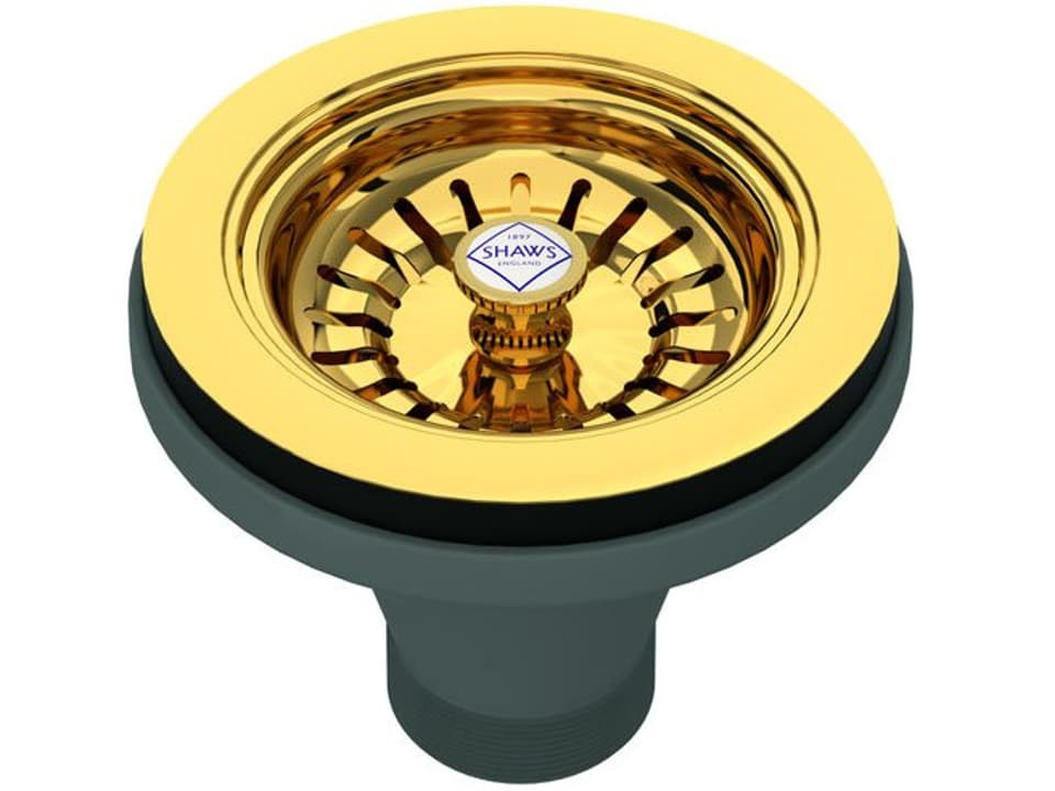 Manual Kitchen Basket Strainer without Remote Pop-Up in Unlacquered Brass