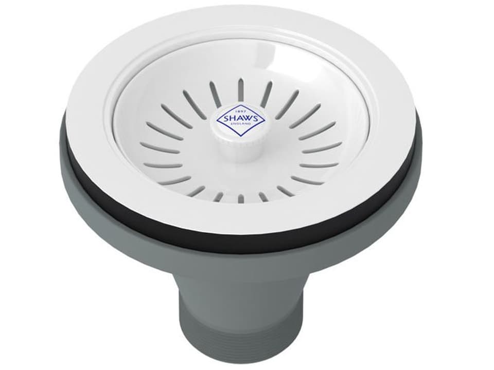 Solid Brass Kitchen Basket Strainer in White with Porcelain Knob