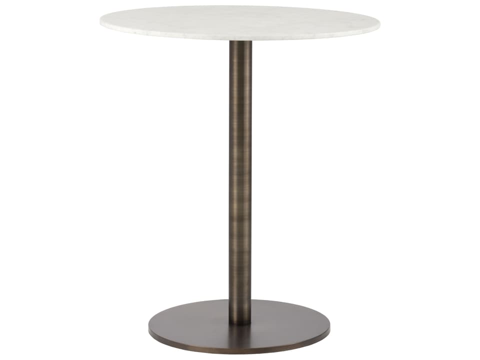 Ikon Round 41-Inch Bar Table with Carrara Marble Top and Antique Gold Base