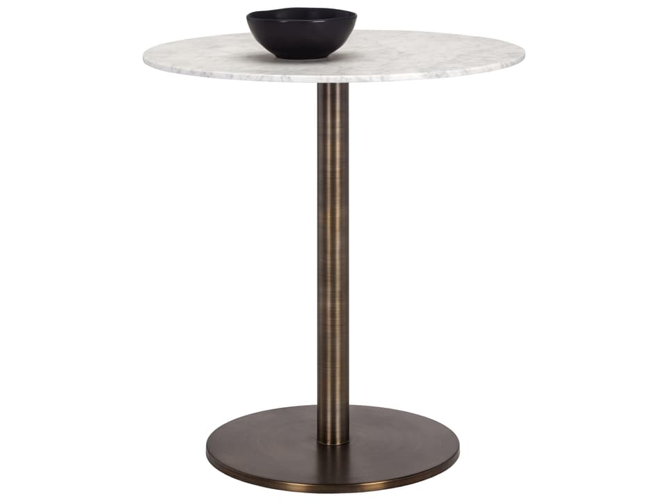 Enco Round Counter Table White Marble and Antique Gold Steel