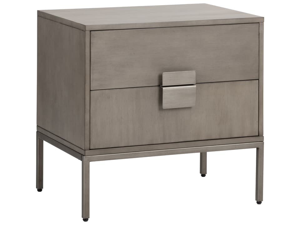 Mixt Jade 2-Drawers Gray Acacia Wood Nightstand