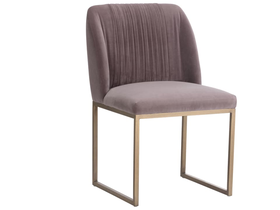 Nevin Blush Purple Upholstered Dining Side Chair with Antique Brass Legs