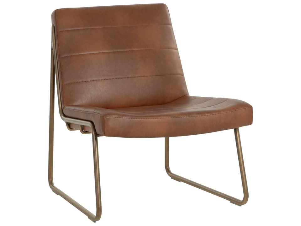 Irongate Anton Brown Faux Leather Accent Chair with Bronze Steel Frame