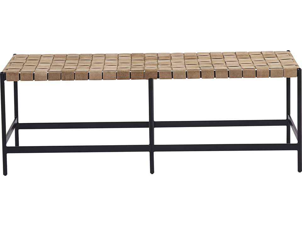 Omari Suede Light Tan Leather Bench